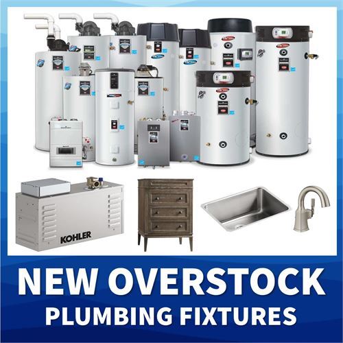 NEW Overstock - BRAND NEW Plumbing Fixtures, Furnaces, Lighting, Boilers, & More