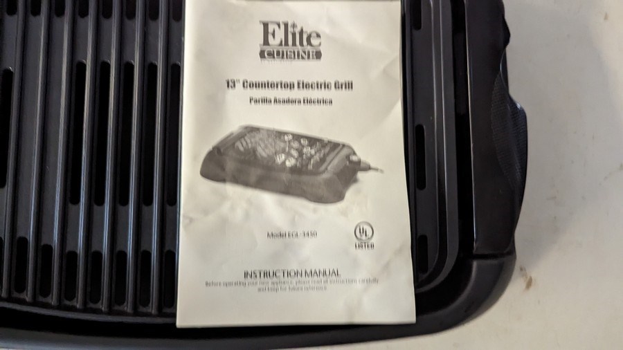 Elite Cuisine 13 Countertop Indoor Grill EGL-3450 