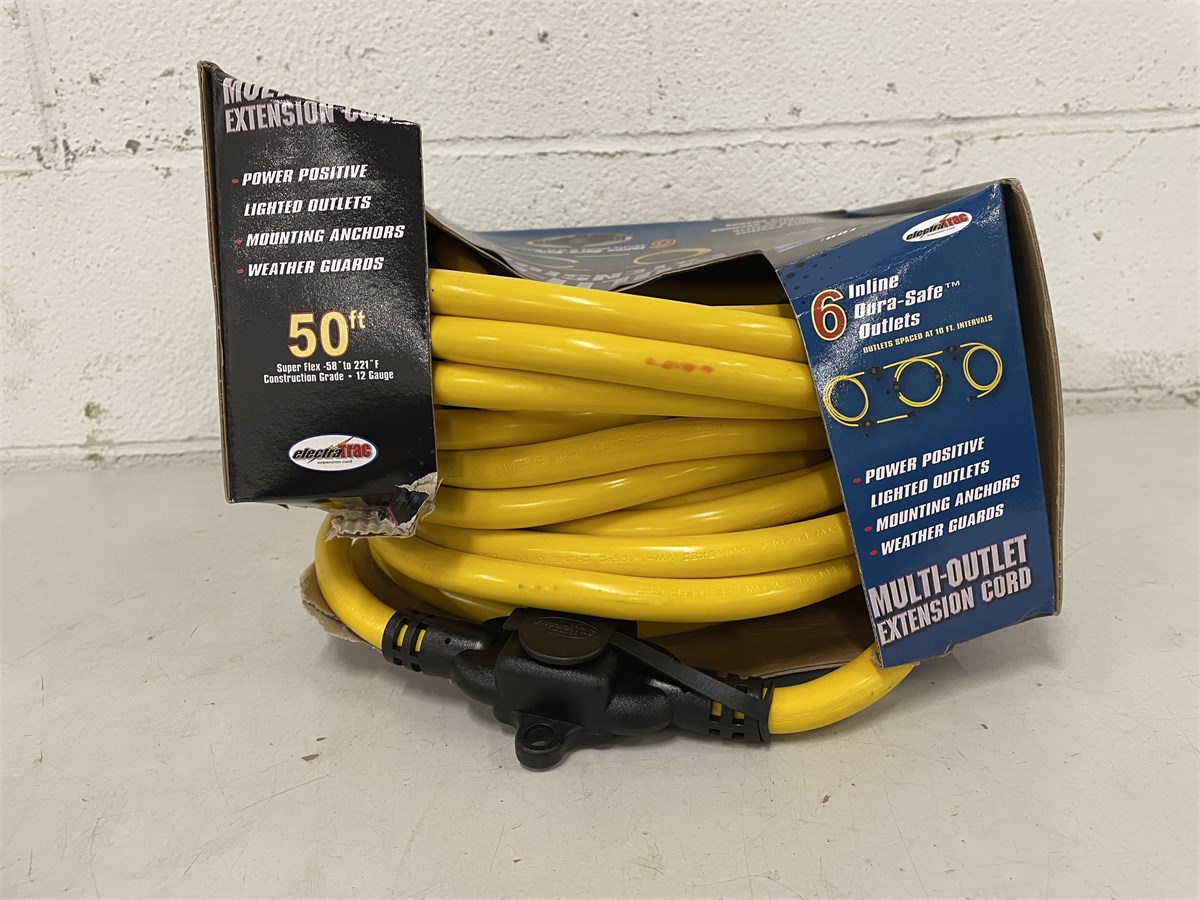 Biddergy - Worldwide Online Auction and Liquidation Services - New 50' Multi  Outlet Extension Cord Construction Grade