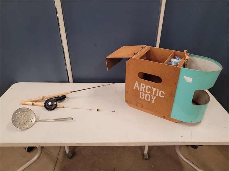 Biddergy - Worldwide Online Auction and Liquidation Services - Arctic Boy Ice  Fishing Sled & Equipment
