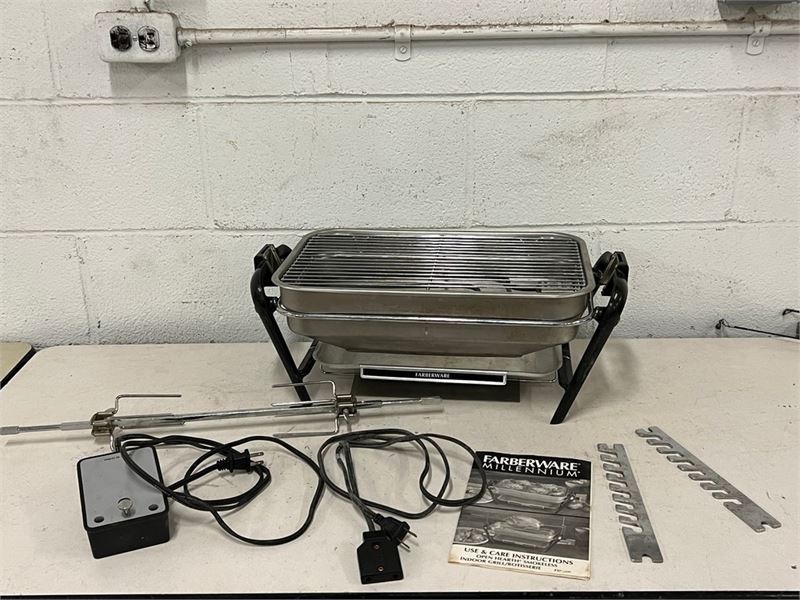 Biddergy Worldwide Online Auction and Liquidation Services Farberware Millennium Open Hearth Smokeless Indoor Grill Rotisserie